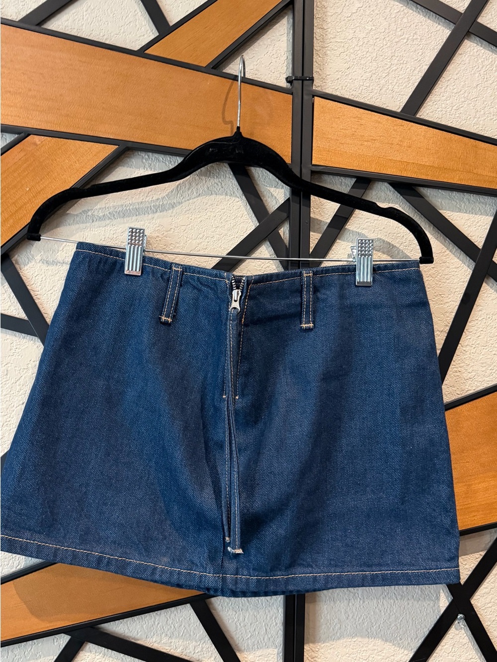 Zara Dark Blue Denim Zip-Front Mini Skirt